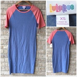 NWT LuLaRoe Julia Dress Heathered Blue Coral XS
